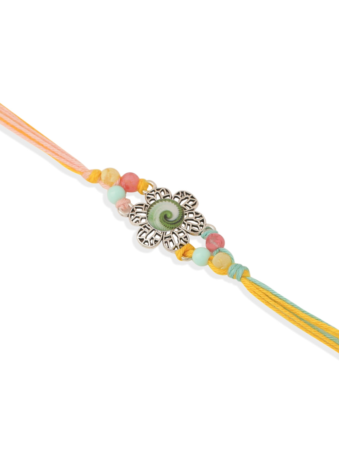 NVR Set of 2 Artificial Beads Traditional Bhaiya Bhabhi Pair Rakhi Set with Roli Chawal Chandan & Mishri | Grocsy