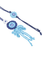 NVR Set of 2 Blue Evil Eye Floral Bhaiya Bhabhi Rakhi With Roli Chawal Chandan & Mishri | Grocsy