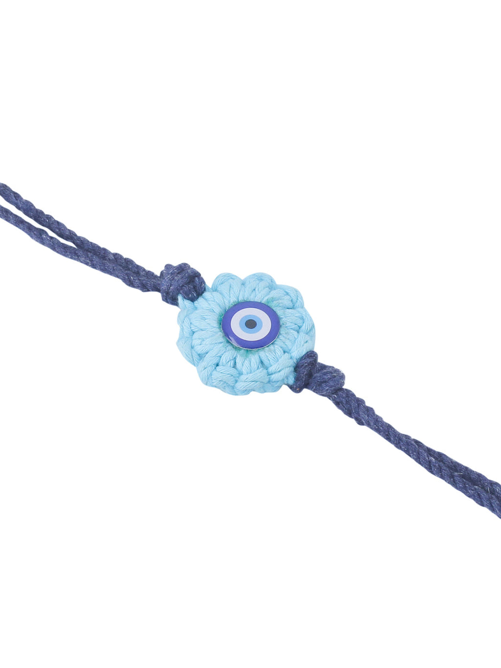NVR Set of 2 Blue Evil Eye Floral Bhaiya Bhabhi Rakhi With Roli Chawal Chandan & Mishri | Grocsy