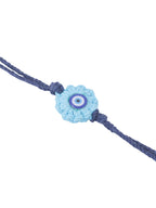 NVR Set of 2 Blue Evil Eye Floral Bhaiya Bhabhi Rakhi With Roli Chawal Chandan & Mishri | Grocsy