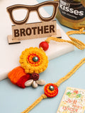 NVR Set of 2 Yellow Sea Shell Round Floral Design Bhaiya Bhabhi Rakhi Combo | Grocsy