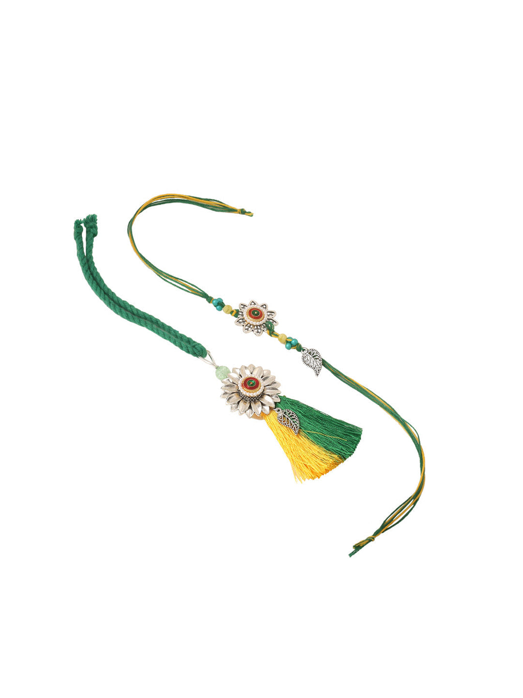 NVR Set of 2 Green Pearls Bhaiya Bhabhi Thread Rakhi, Combo for Rakshabandhan | Grocsy