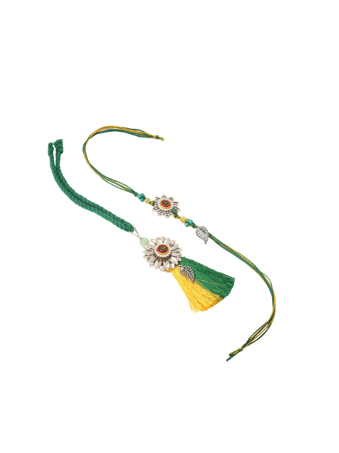 NVR Set of 2 Green Pearls Bhaiya Bhabhi Thread Rakhi, Combo for Rakshabandhan | Grocsy
