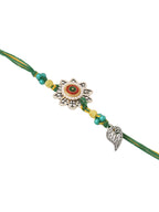 NVR Set of 2 Green Pearls Bhaiya Bhabhi Thread Rakhi, Combo for Rakshabandhan | Grocsy