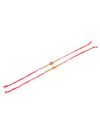 NVR Men Set of 2 Red & Gold Floral Design Artificial Stones & Beads Thread Rakhi Combo | Grocsy