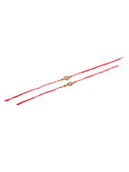 NVR Men Set of 2 Floral Design Red Artificial Stones & Beads Thread Rakhi Combo | Grocsy
