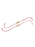 NVR Men Set of 2 Golden Red Religious Designer Ganesh Ji Thread Rakhi Combo | Grocsy