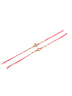 NVR Men Set of 2 Golden Red Religious Designer Ganesh Ji Thread Rakhi Combo | Grocsy