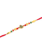 NVR Men Set of 3 Red & Gold Floral Design Artificial Stones and Beads Thread Rakhi Combo | Grocsy
