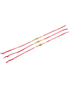 NVR Men Set of 3 Red & Gold Floral Design Artificial Stones and Beads Thread Rakhi Combo | Grocsy
