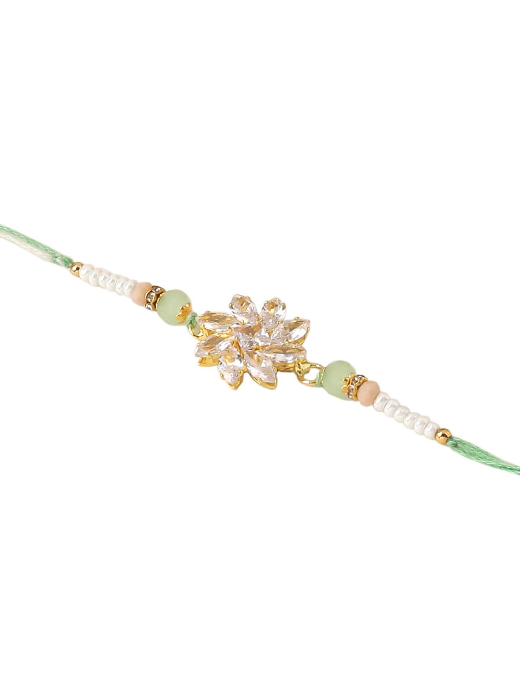 NVR Set of 2 Green Artificial Stones Bhaiya Bhabhi Rakhi Set, Combo for Rakshabandhan | Grocsy