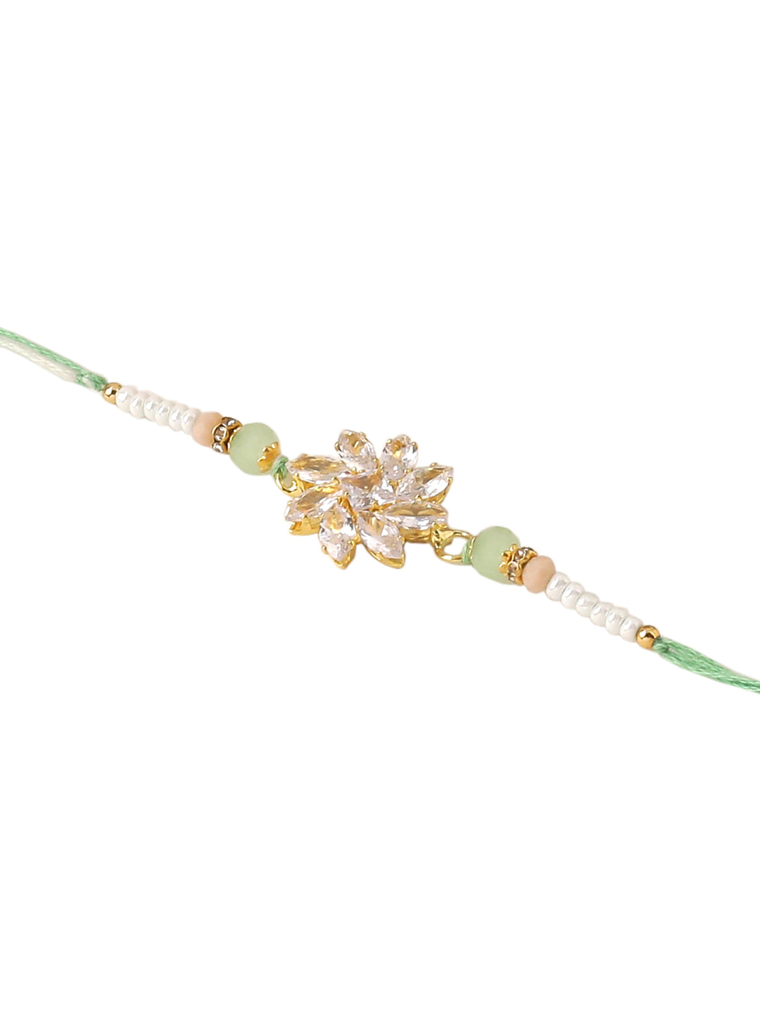 NVR Set of 2 Green Artificial Stones Bhaiya Bhabhi Rakhi Set, Combo for Rakshabandhan | Grocsy