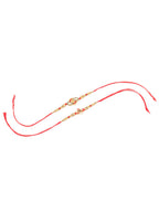 NVR Men Set of 2 Red & Gold Floral Design Artificial Beads Thread Rakhi With Roli Chawal Chandan & Mishri | Grocsy