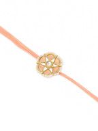 NVR Set of 2 Peach Color Artificial Stones & Pearls Bhaiya Bhabhi Rakhi Combo | Grocsy