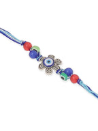 NVR Set of 2 Blue Evil Eye & Peacock Design Artificial Beads Bhaiya Bhabhi Rakhi Combo | Grocsy