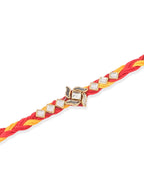 NVR Men Set of 3 Red & Yellow Kundan Studded Floral Design Thread Rakhi Combo | Grocsy