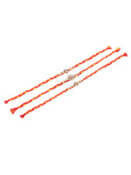 NVR Men Set of 3 Red & Yellow Kundan Studded Floral Design Thread Rakhi Combo | Grocsy