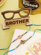 NVR Men Set of 2 Blue Artificial Stones & Beads Thread Rakhi, Combo for Rakshabandhan | Grocsy