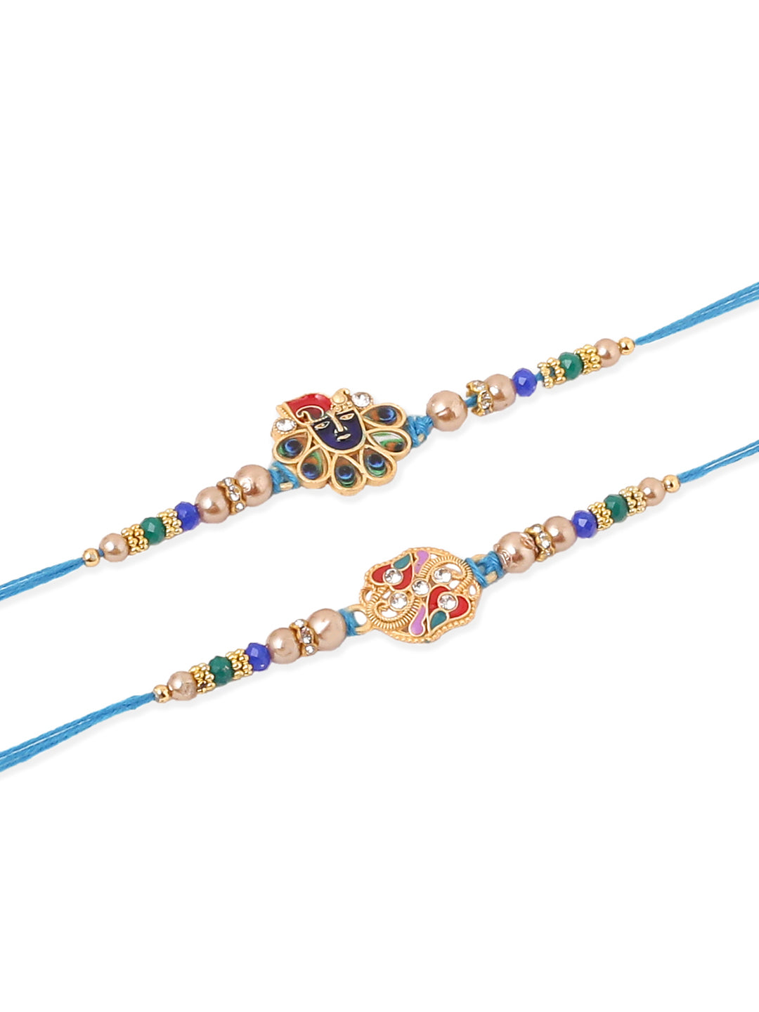 NVR Men Set of 2 Blue Artificial Stones & Beads Thread Rakhi, Combo for Rakshabandhan | Grocsy