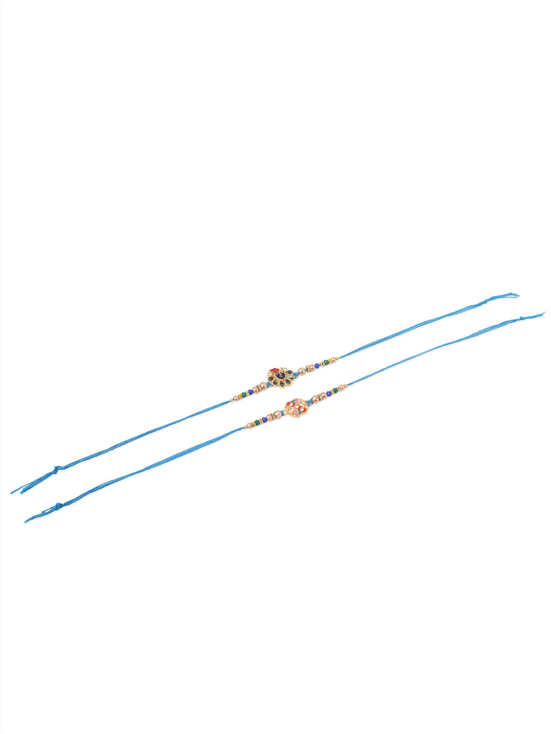 NVR Men Set of 2 Blue Artificial Stones & Beads Thread Rakhi, Combo for Rakshabandhan | Grocsy