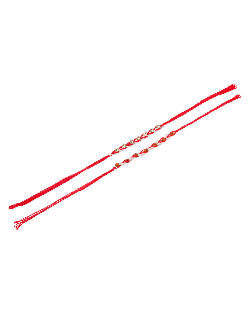 NVR Men Set of 2 Red Artificial Stones & Rudraksh Thread Rakhi, Combo for Rakshabandhan | Grocsy