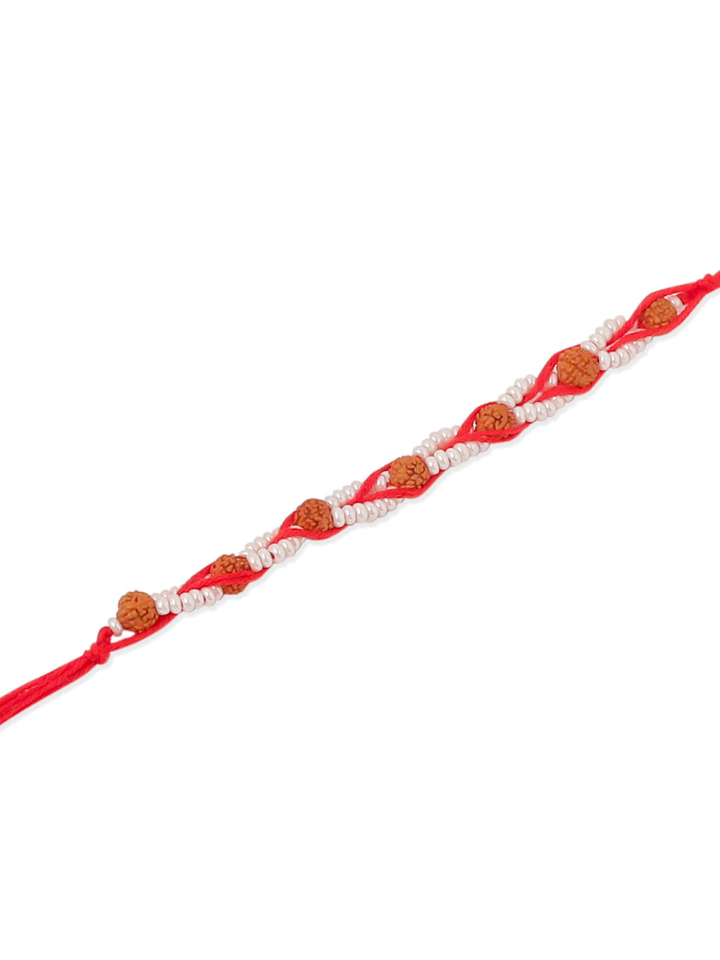 NVR Men Set of 2 Red Artificial Stones & Rudraksh Thread Rakhi with Roli Chawal Chandan & Mishri | Grocsy