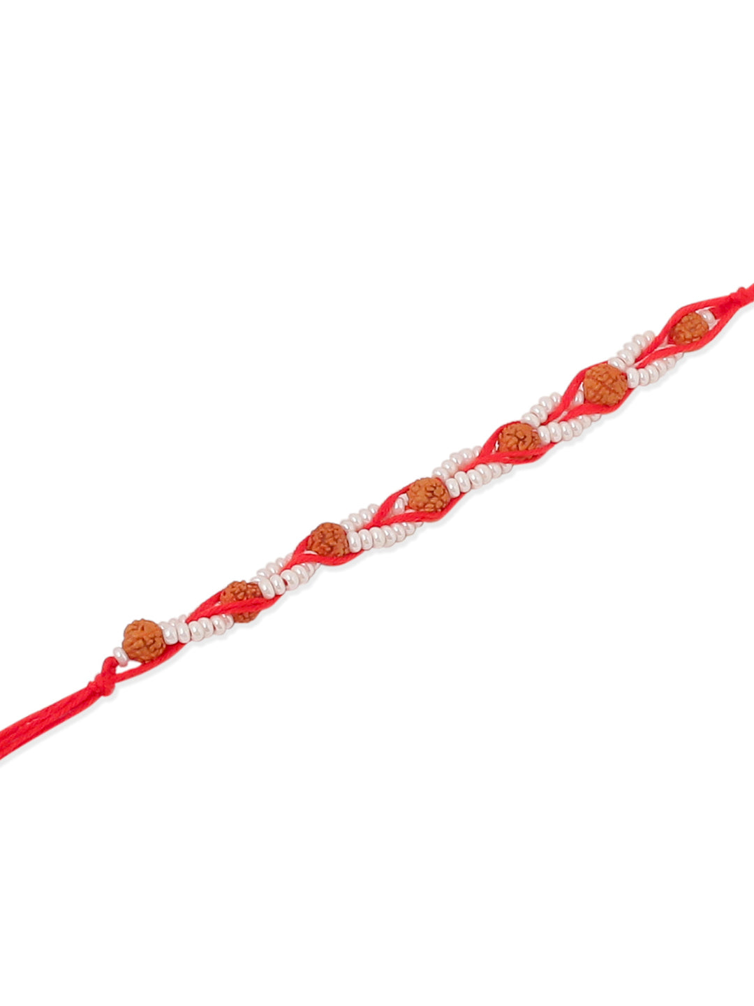 NVR Men Set of 2 Red Artificial Stones & Rudraksh Thread Rakhi with Roli Chawal Chandan & Mishri | Grocsy