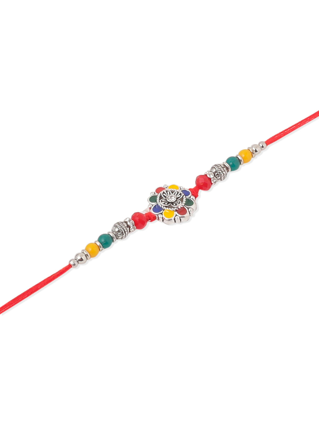 NVR Men Multicolor Artificial Stones & Beads Floral Design Thread Rakhi Combo | Grocsy