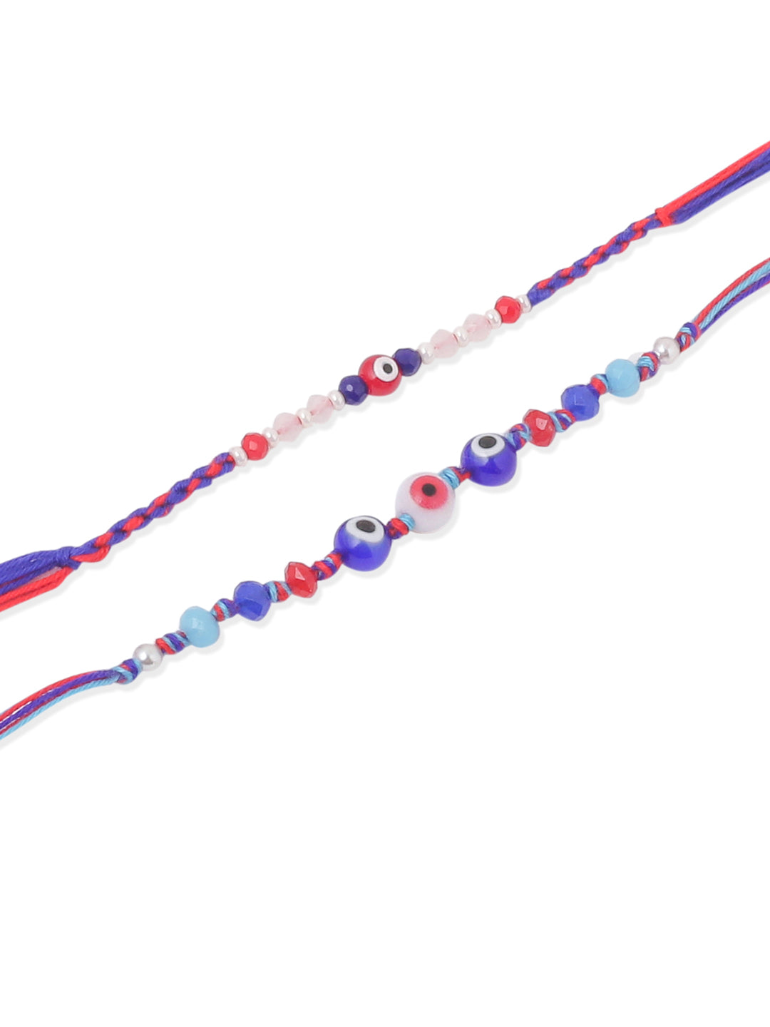 NVR Men Multicolor Evil Eye Artificial Beads Thread Rakhi with Roli Chawal Chandan & Mishri | Grocsy