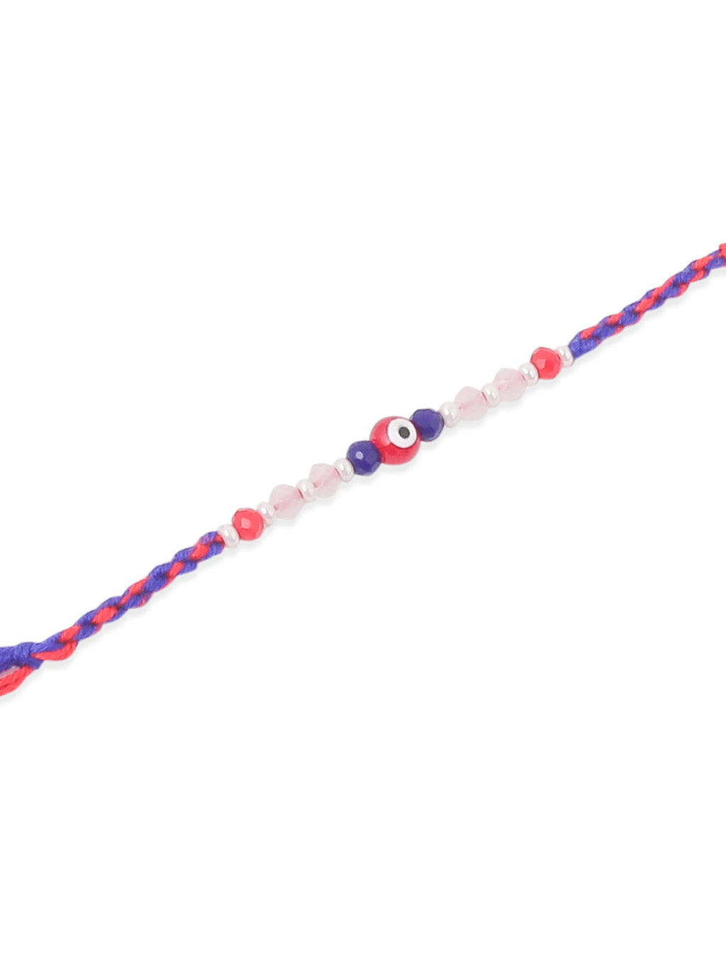 NVR Men Multicolor Evil Eye Artificial Beads Thread Rakhi with Roli Chawal Chandan & Mishri | Grocsy