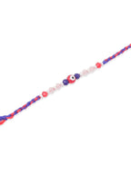 NVR Men Multicolor Evil Eye Artificial Beads Thread Rakhi with Roli Chawal Chandan & Mishri | Grocsy