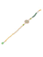 NVR Women Green Artificial Stones & Beads Floral Wraparound Rakhi, Combo for Rakshabandhan | Grocsy