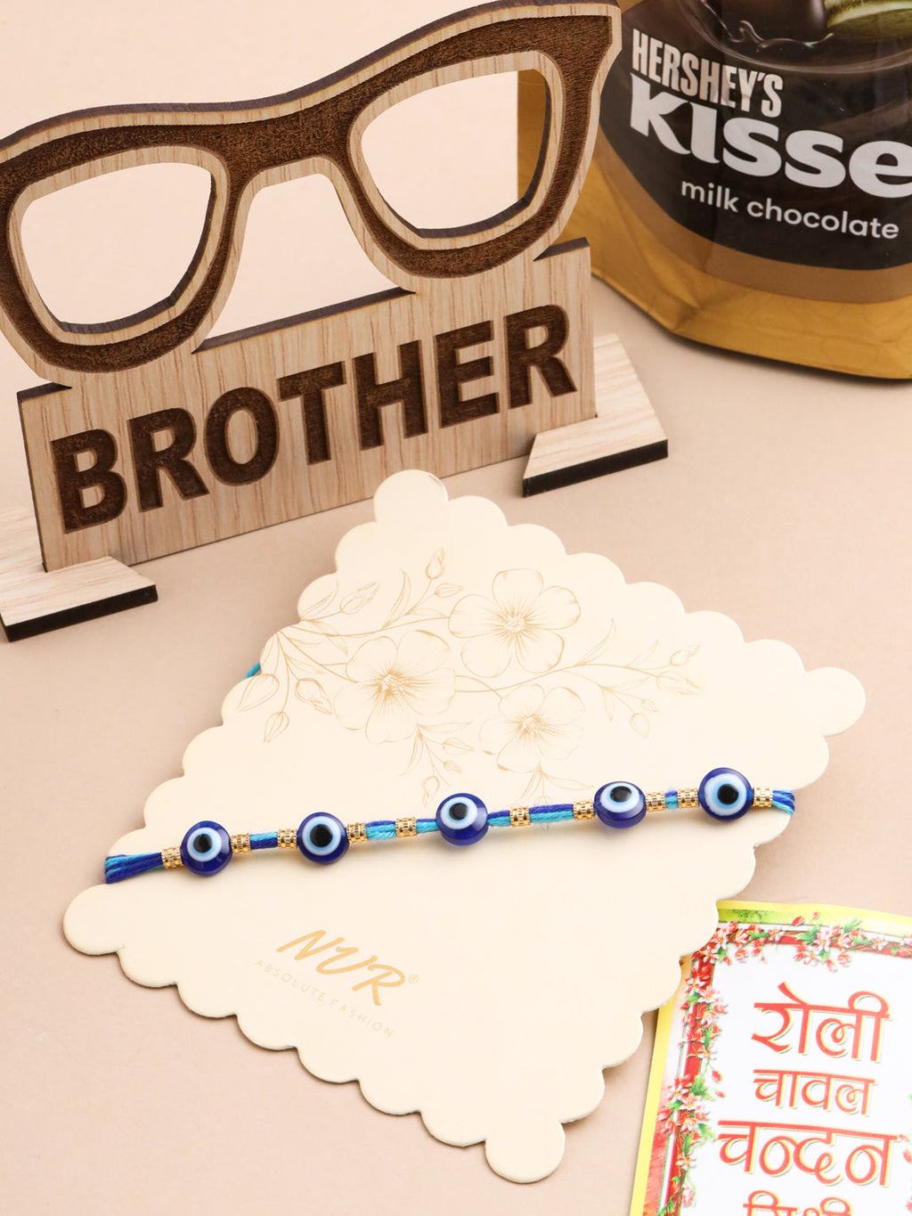 NVR Men's Blue Evil Eye Thread Rakhi, Combo for Rakshabandhan | Grocsy