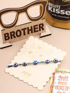NVR Men's Blue Evil Eye Thread Rakhi, Combo for Rakshabandhan | Grocsy