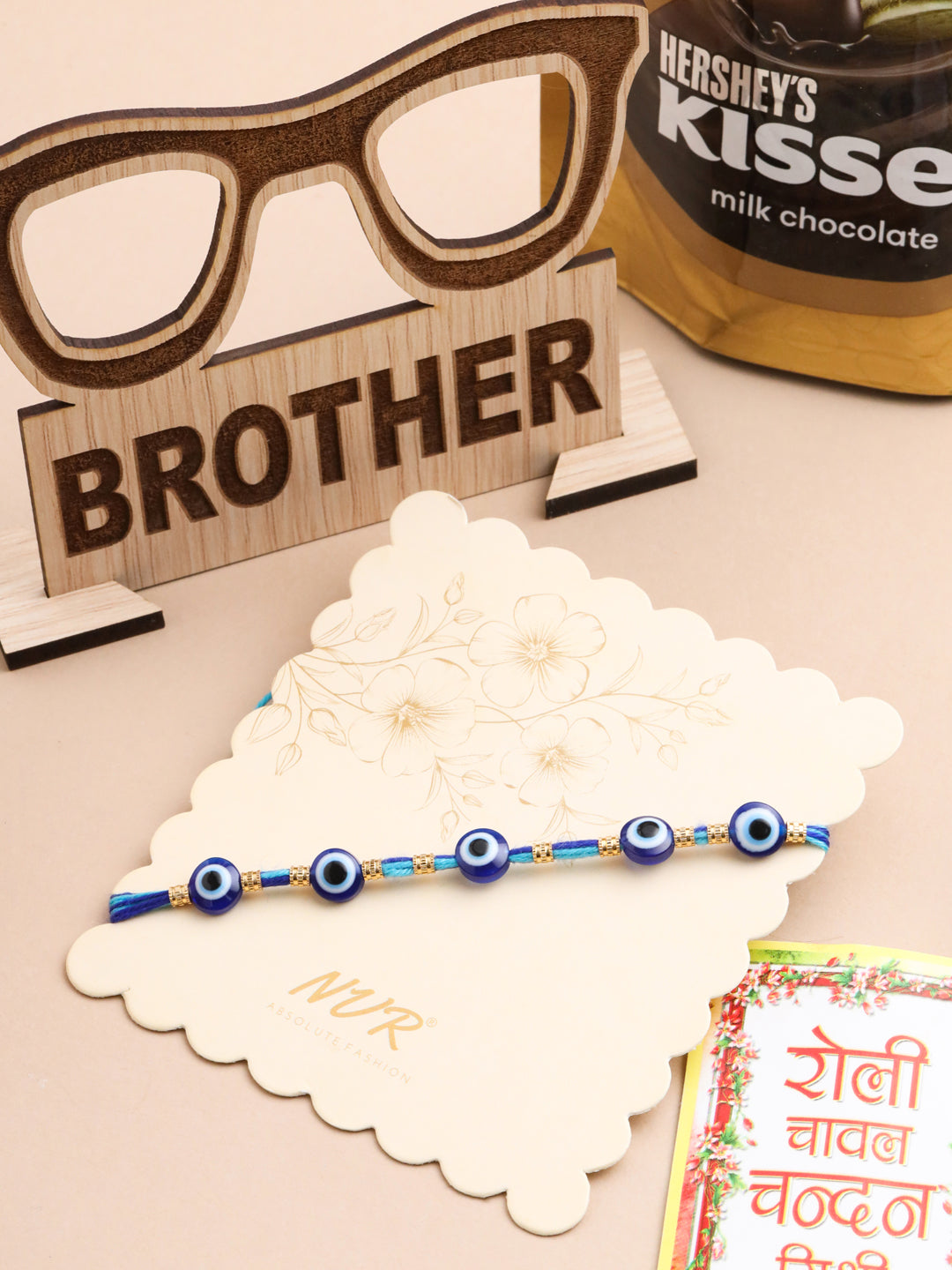 NVR Men's Blue Evil Eye Thread Rakhi, Combo for Rakshabandhan | Grocsy
