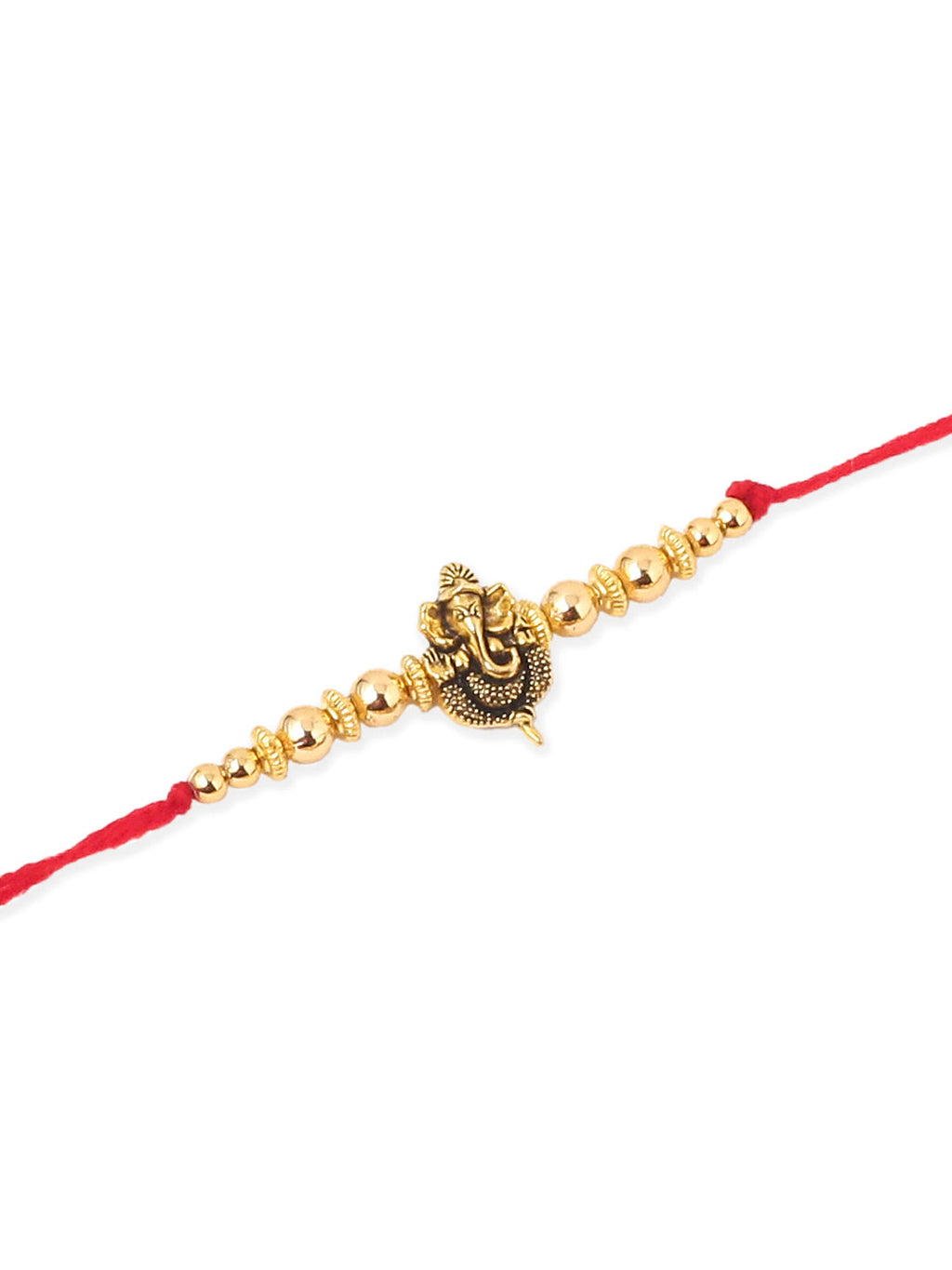 NVR Men Set of 3 Gold Toned Designer Ganesh Ji Thread Rakhi, Combo for Rakshabandhan | Grocsy
