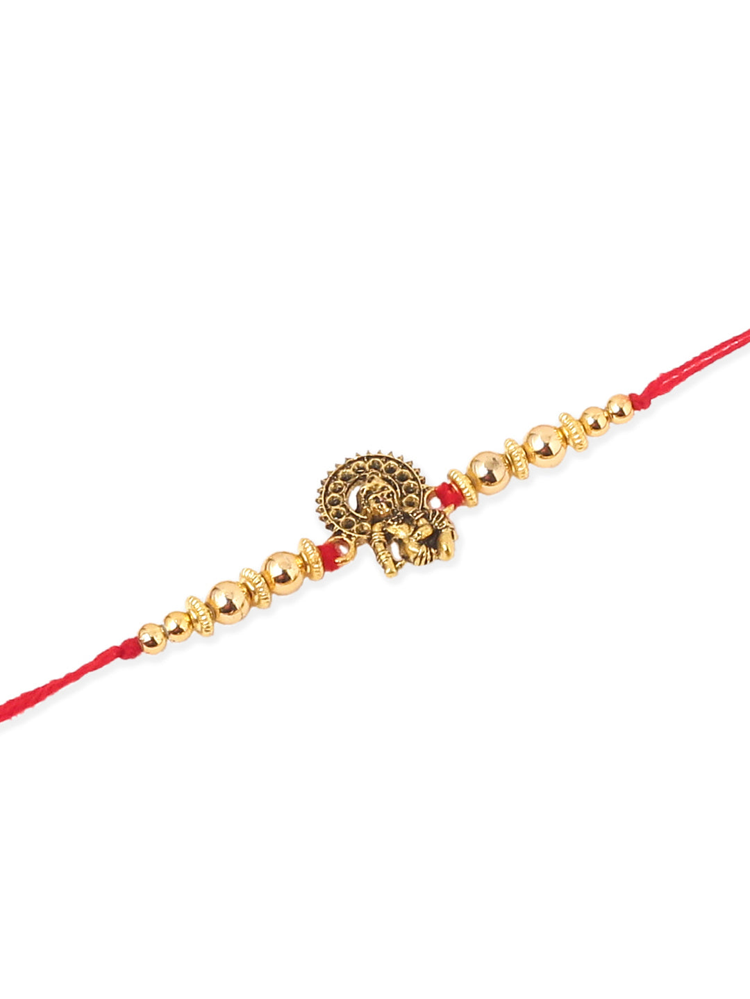 NVR Men Set of 3 Gold Toned Designer Ganesh Ji Thread Rakhi, Combo for Rakshabandhan | Grocsy