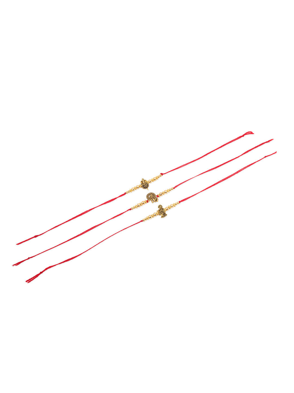 NVR Men Set of 3 Gold Toned Designer Ganesh Ji Thread Rakhi, Combo for Rakshabandhan | Grocsy