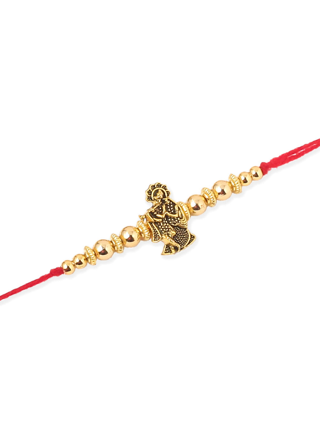 NVR Men Set of 3 Gold Toned Designer Ganesh Ji Thread Rakhi with Roli Chawal Chandan & Mishri | Grocsy
