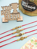 NVR Men Set of 4 Gold Toned Artificial Stones Swastik Design Thread Rakhi Combo | Grocsy