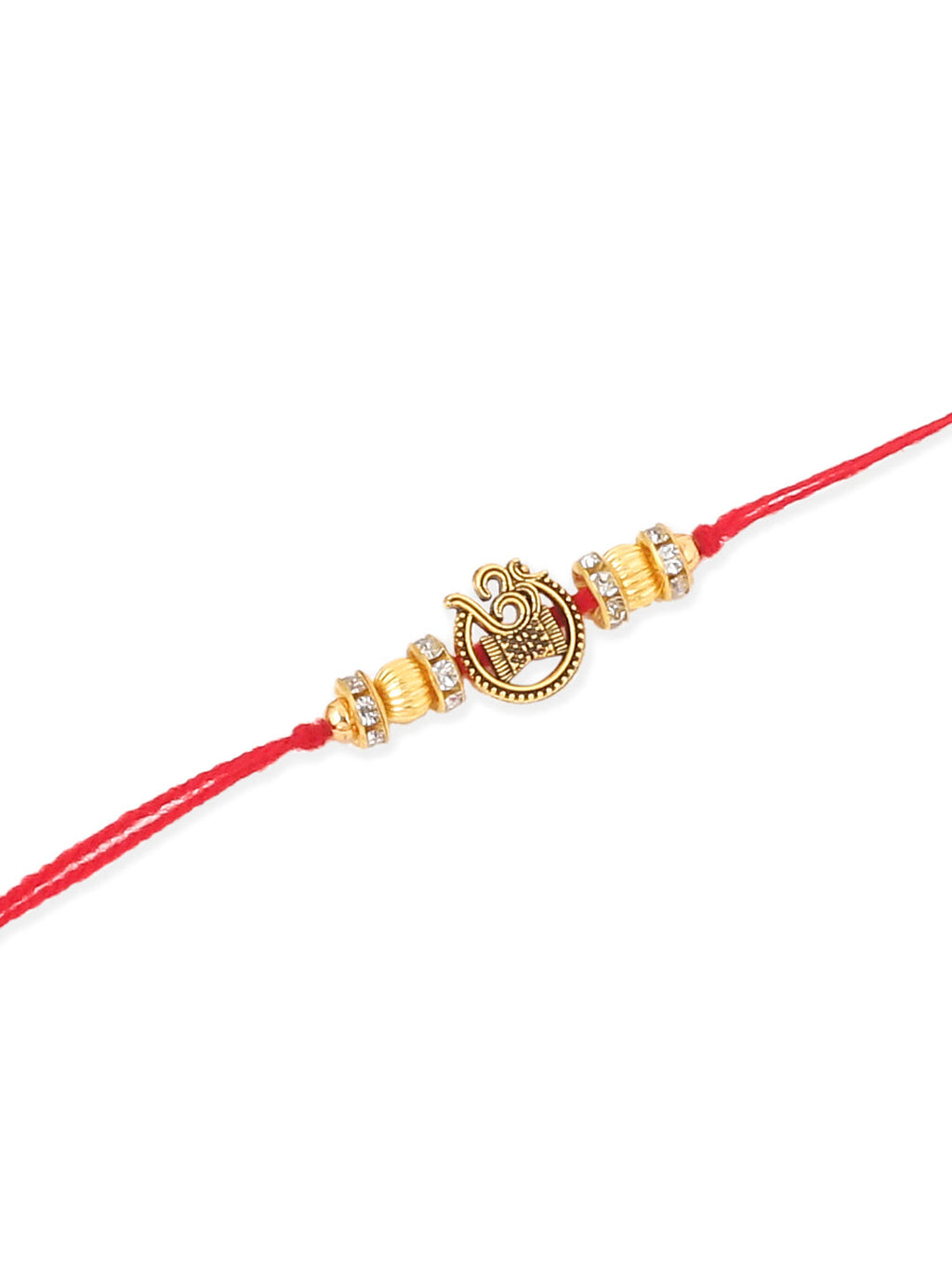NVR Men Set of 4 Gold Toned Artificial Stones Swastik Design Thread Rakhi Combo | Grocsy