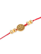 NVR Men Set of 4 Gold Toned Artificial Stones Swastik Design Thread Rakhi Combo | Grocsy