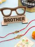 NVR Men Set of 2 Gold Toned Pearls Swastik Desgin Thread Rakhi, Combo for Rakshabandhan | Grocsy