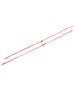NVR Men Set of 2 Gold Toned Pearls Swastik Desgin Thread Rakhi with Roli Chawal Chandan & Mishri | Grocsy