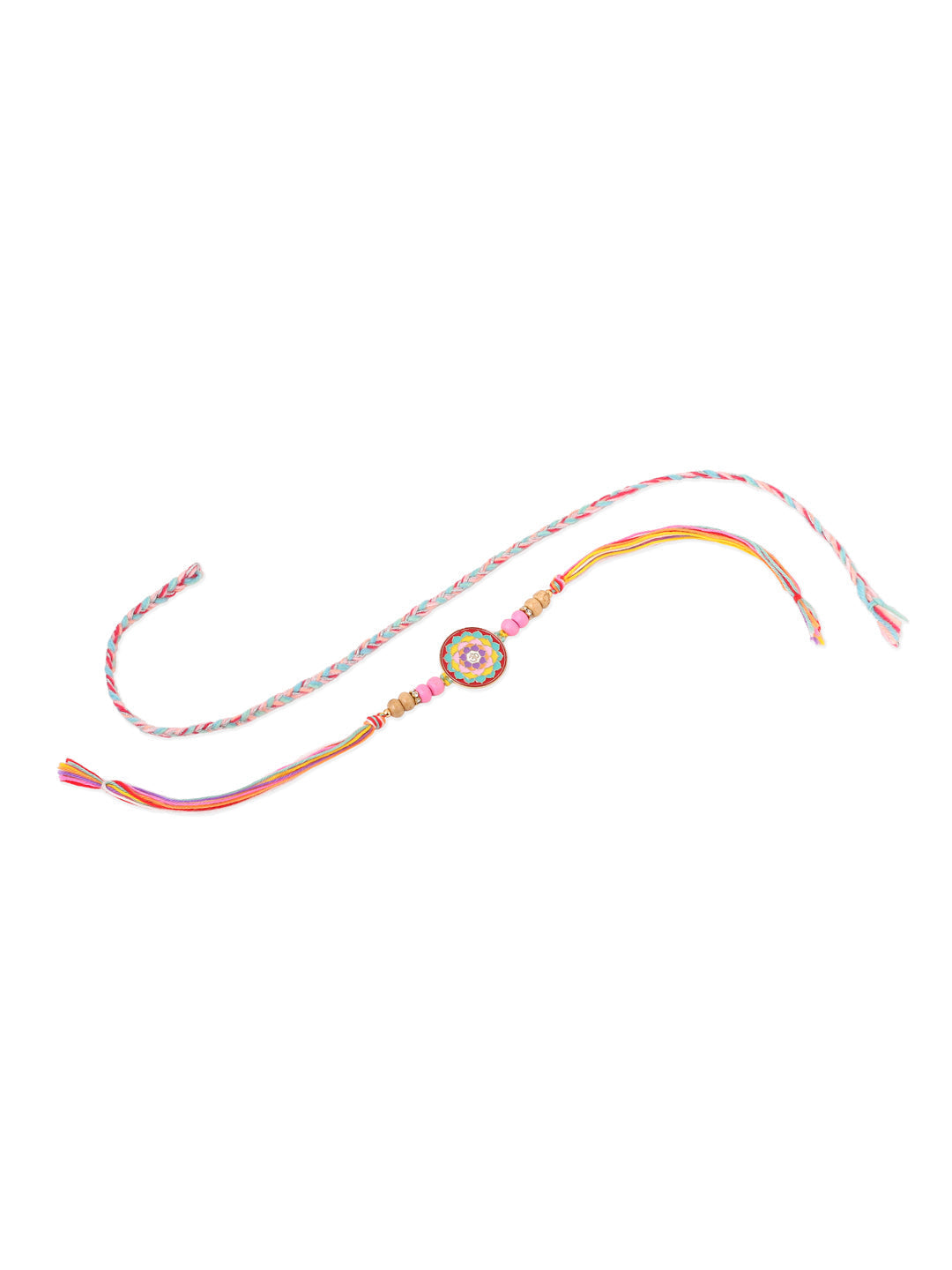 NVR Men Set of 2 Multicolor Artificial Stones & Beads Thread Rakhi with Roli Chawal Chandan & Mishri | Grocsy