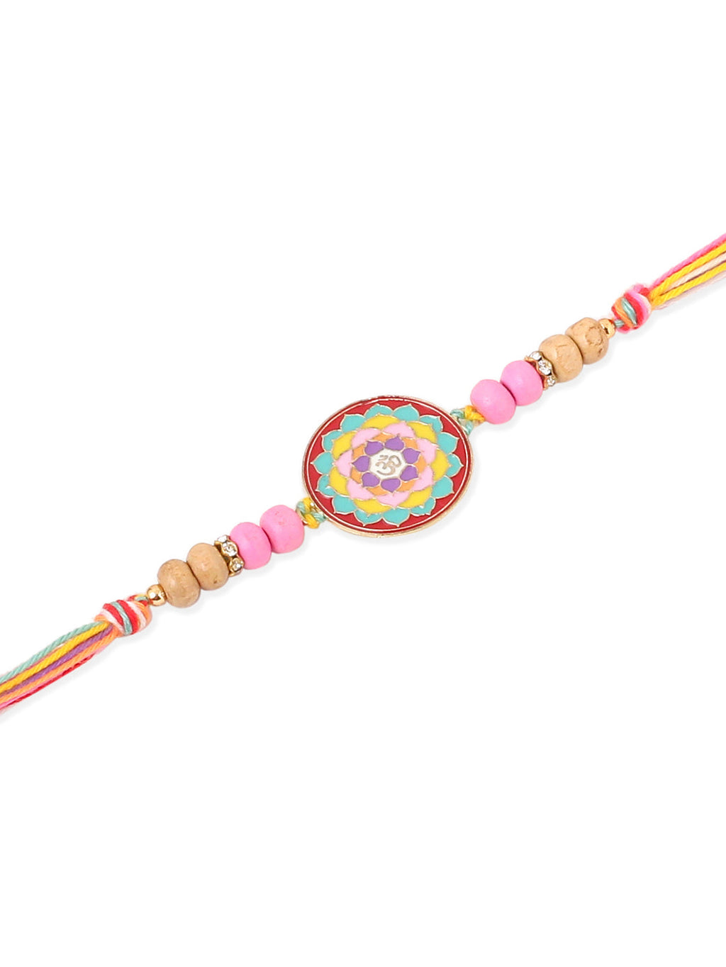 NVR Men Set of 2 Multicolor Artificial Stones & Beads Thread Rakhi with Roli Chawal Chandan & Mishri | Grocsy