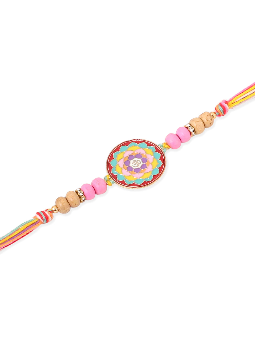 NVR Men Set of 2 Multicolor Artificial Stones & Beads Thread Rakhi with Roli Chawal Chandan & Mishri | Grocsy