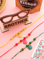 NVR Men Set of 3 Multicolor Artificial Beads Thread Rakhi, Combo for Rakshabandhan | Grocsy