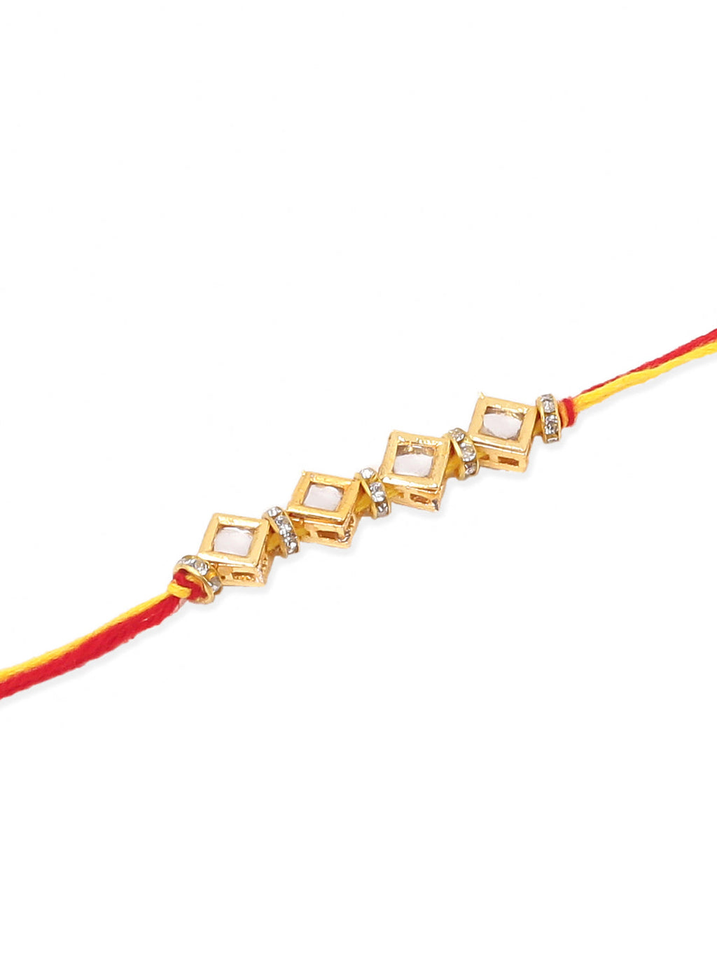 NVR Men's Set of 2 Multicolor Kundan Studded Thread Rakhi, Combo for Rakshabandhan | Grocsy
