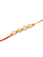 NVR Men's Set of 2 Multicolor Kundan Studded Thread Rakhi, Combo for Rakshabandhan | Grocsy